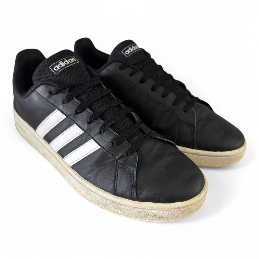 Adidas EE7900 Advantage Men’s Leather Sneakers Black White Size 12 Casual Shoes